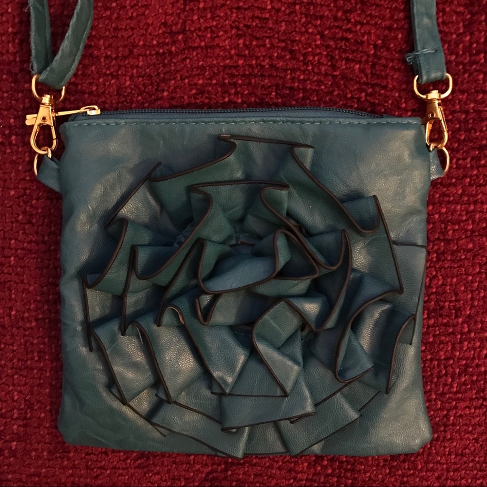 SAX Teal Faux Leather Crossbody Purse, NWOT